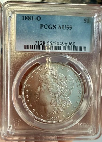 1881-O Morgan Silver Dollar PCGS AU55 Rare Beautiful Coin!