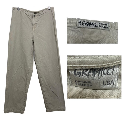 Gramicci, Vintage Gramicci Fixed Waist Canvas Chino Pants Womens M 32x28 Khaki Beige