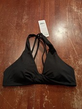 CRZ YOGA Women's Black Twist Front Multi Strap Back Bikini Top Size Large