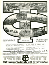 1919 Original Twin City 12-20 Kerosene Tractor Ad. 16 Valve 4-cylinder Engine