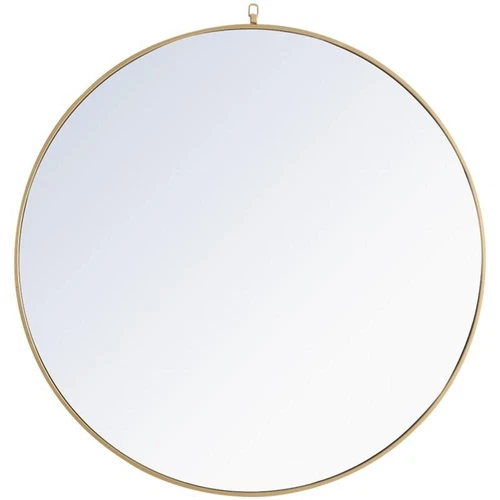 Elegant Decor Rowan 48" Round Metal Frame Hooked Mirror in Brass - Picture 1 of 11