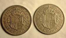 TWO Queen Elizabeth II British Half Crown Coins 1962 & 1967