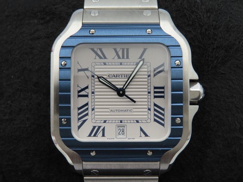2022 Cartier Santos de Cartier Large WSSA0047 Blue PVD Bezel Full Set Wristwatch