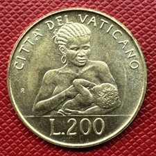 Vatican City 1992-R Bronzital 200 Lire. John Paul II. Low Mintage. KM# 240