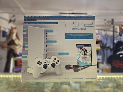 Sony PlayStation 2 Slim PS2 Singstar Bundle Ceramic White Console (Working)