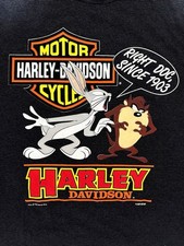 Harley-Davidson Bugs Bunny Taz T-shirt L 90s Warner Bros Rare Collectible