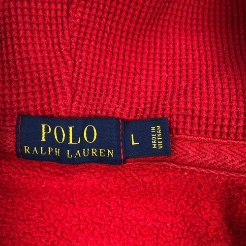Ralph Lauren Polo Hoodie Mens Large Red Full Zip Double Knit Sweatshirt - Picture 4 of 10