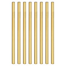 8Pcs 8.46" Long Stainless Steel Straight Straws for Travel Mugs Gold 