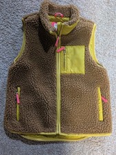 Kids CREWCUTS brown color block zipper vest Sz. 12 sleeveless sherpa outerwear