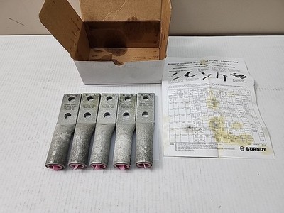 Lot of 5 Burndy YA34A3 534607 Aluminum Compression Lugs, 2 Hole, 500 Kcmil 
