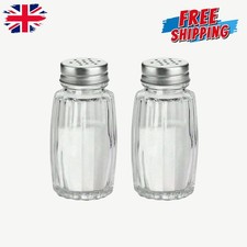 Salt & Pepper Glass Shakers 30ml Panelled with Stainless Steel Top (Set of 2)