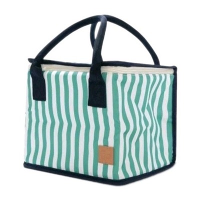 The Some Where Co. Green Striped Luxe Rviera Lunch Bag