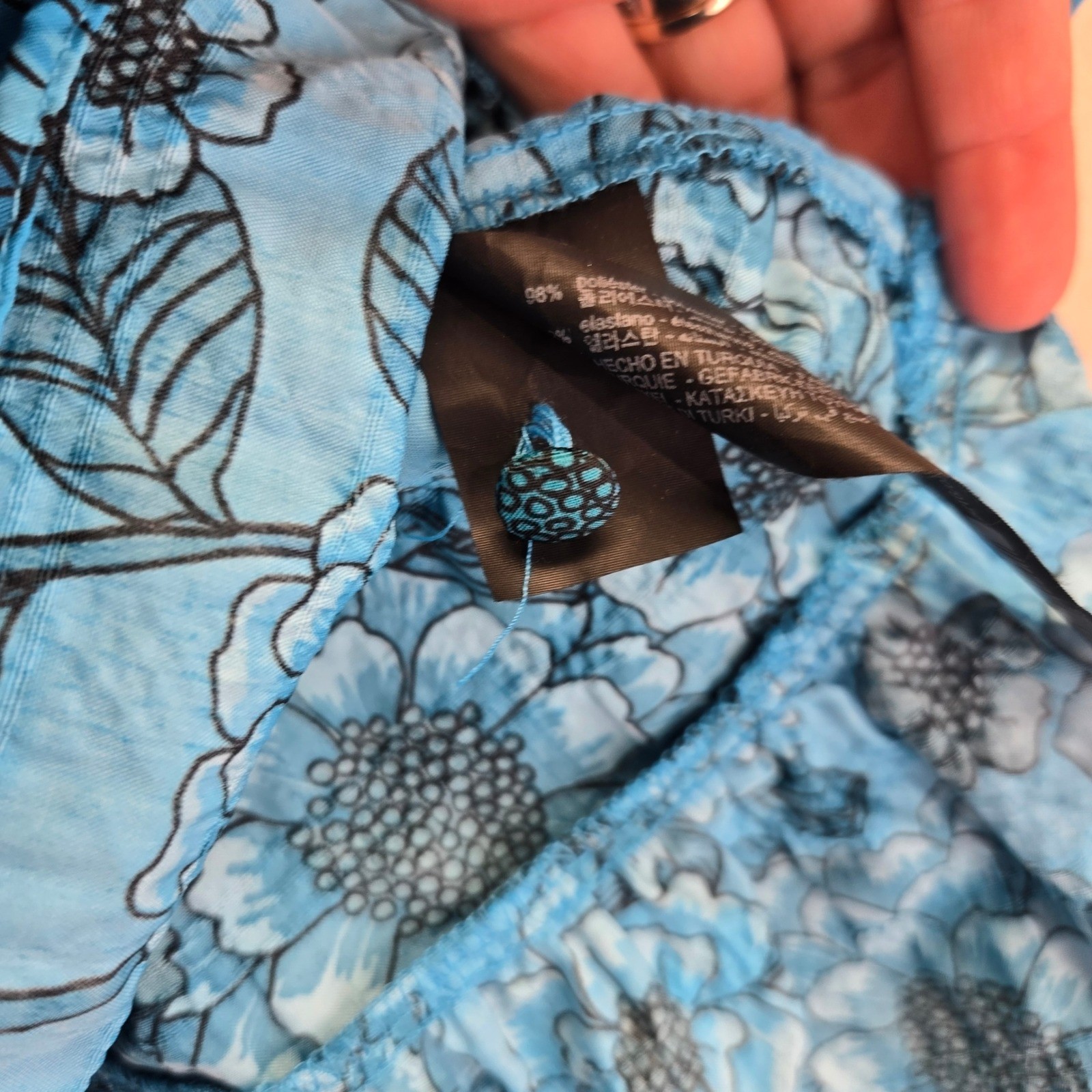 Zara Blue Floral Tiered Mini Dress Long Sleeve Babydoll Boho Size Large Whimsy thumbnail 5