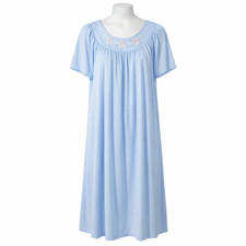 Shadowline Nightgown L Periwinkle Blue Rose Applique Vintage  Rose  Cottagecore  Sl