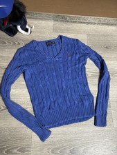 Vintage Polo By Ralph Lauren Blue Thick Cable Knit Sweater Size S Small Women  s