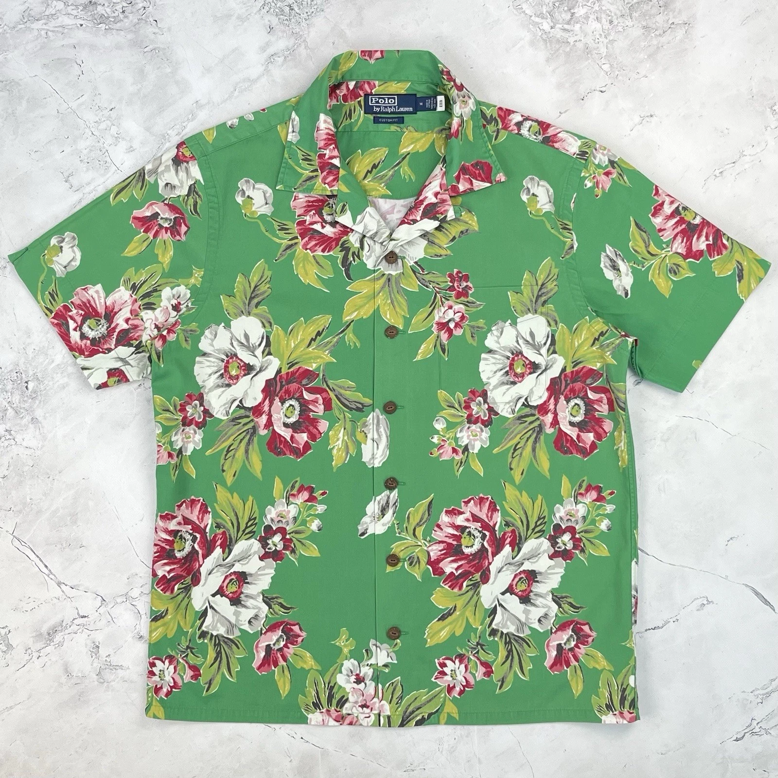 Ralph Lauren Green Floral Hawaiian Short Sleeve Cotton Camp Shirt Size Medium M
Opens in a new windo