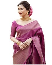 Women's Kanjivaram Soft Silk Banarasi Sarees With Blouse Piece