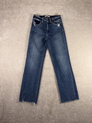 Flying Monkey Womens Distressed Straight Leg Raw Hem Jeans Blue Size 26