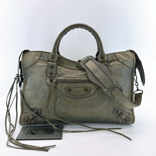 BALENCIAGA The city 2WAY Hand Bag leather Khaki Shoulder Bag 115748 303Q7