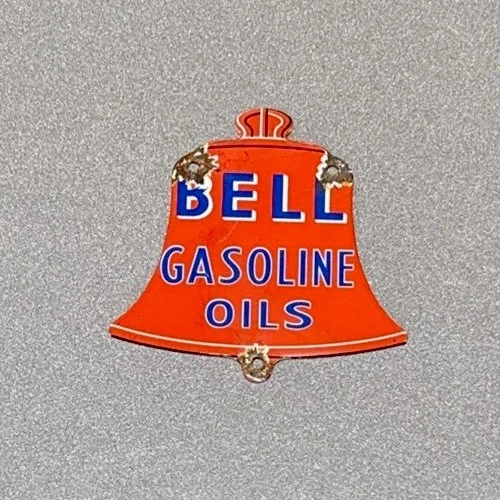 VINTAGE BELL GASOLINE PORCELAIN SIGN CAR GAS OIL TRUCK MOTORCYCLE