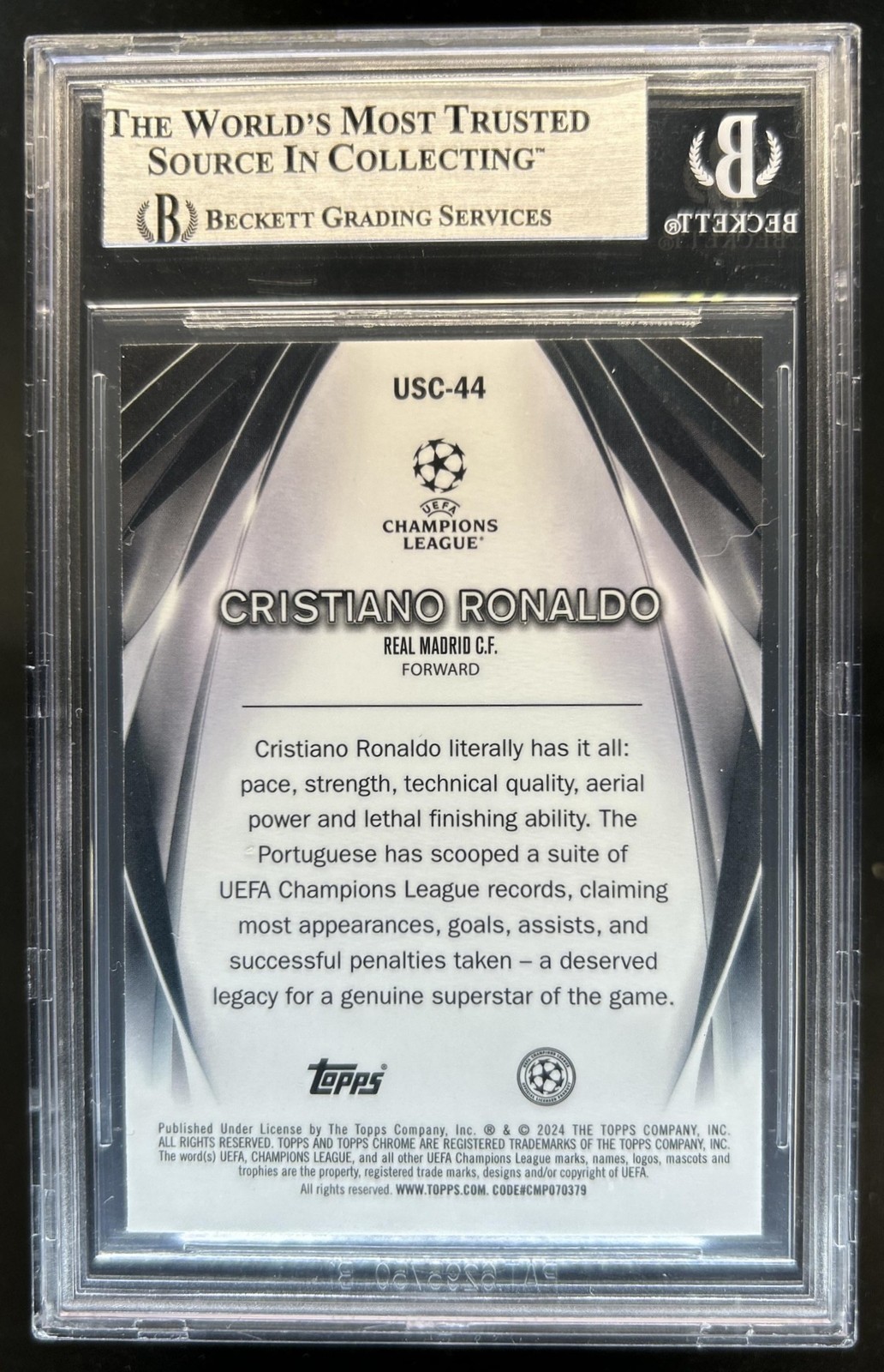 Trading Card Cristiano Ronaldo Aftermarket Sticker Auto BGS Authentic Auto view 2