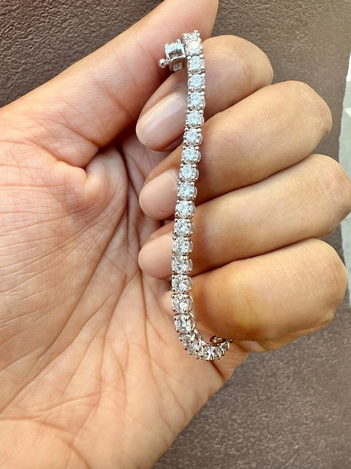 5.05 Ct Lab Grown Diamond Tennis Bracelet 14k White Gold Over Round E-F VS1 VS2 - Image 4 of 4