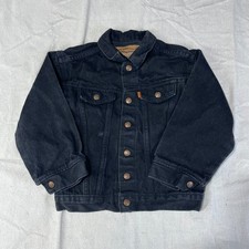 Vintage Little Levis Trucker Jean Jacket Black Youth Size 6 Made in USA 80s 90s
