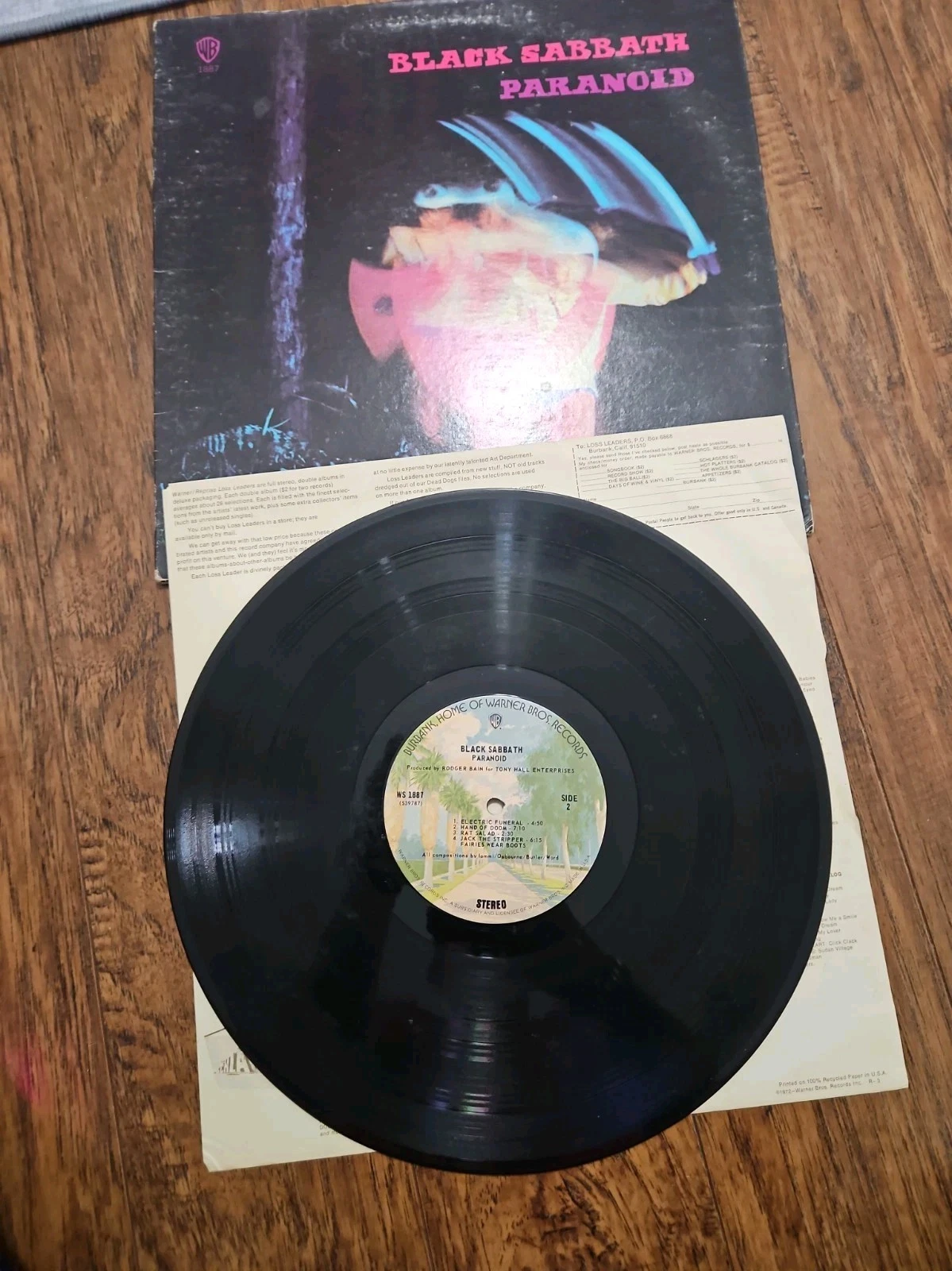 Black Sabbath Paranoid 1977 Gatefold LP Warner Bros Vinyl