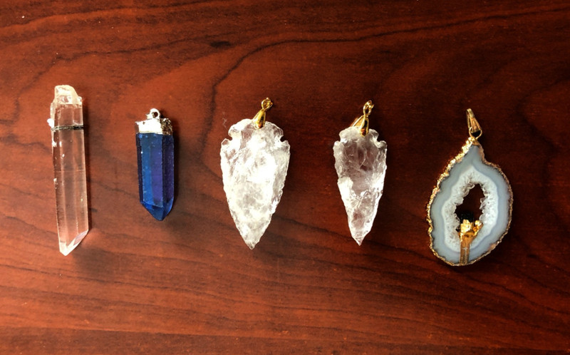 Lot of Stone Gemstone Quartz Arrowhead Agate Pendant Top Jewelry Making Craft