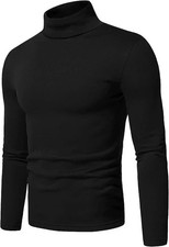 Mens Turtleneck Long Sleeve Shirt - Winter Pullover Sweater for Men