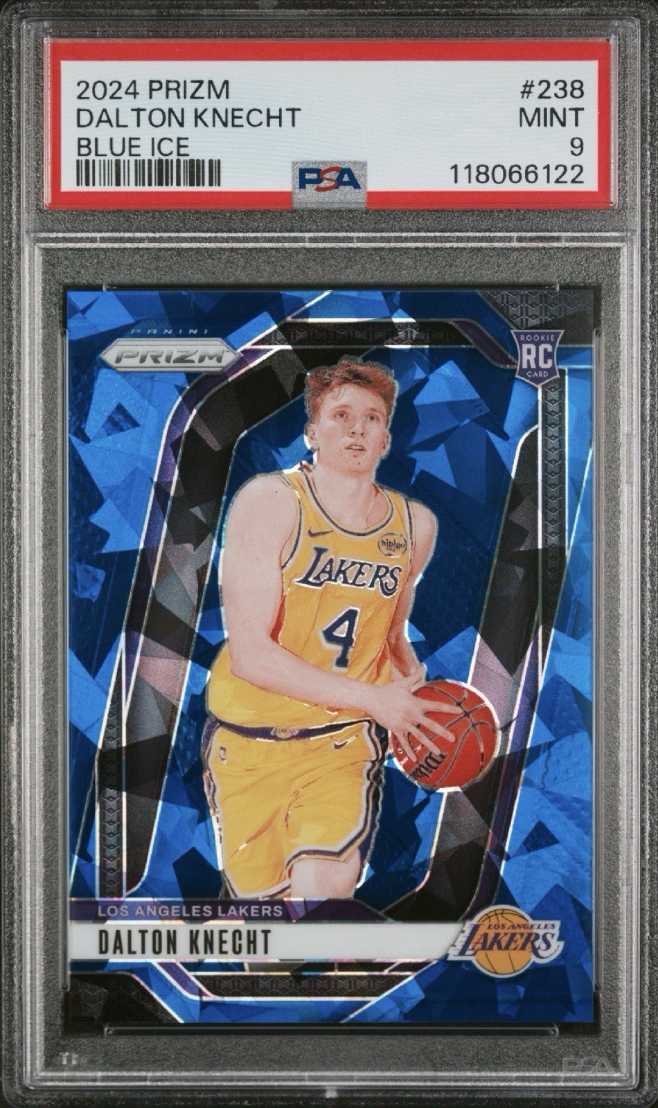 2024-25 PANINI PRIZM BLUE ICE #238 DALTON KNECHT RC /125 PSA 9 FRESHLY GRADED