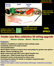 Fender Jazz Bass Solderless Wiring Upgrade  Blend control  CTS  USA Specs
