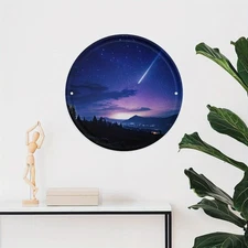 1pc 2D 1&2pcs Set 8x8inch Round Metal Wall Art- Purple Tone Printed Night Hangin