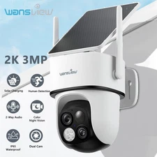 Wansview 2K 3MP Solar Security Camera Wireless 360°PTZ Dual-Cam Human Detection