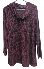 Attitudes By Renee Womens Wearable Art Lagenlook Top Large Burgundy Cowl Neck