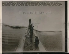 1958 Press Photo US sub Skate in the ice pack near North Pole in Arctic