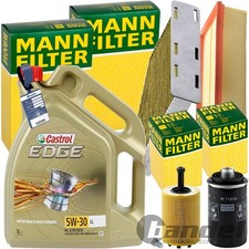 MANN INSPEKTIONSPAKET+5L CASTROL 5W-30 ÖL passend für VW GOLF 6 AUDI SEAT TSI