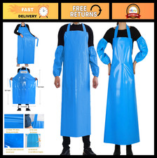 Waterproof Oil-Proof Utility Bib Apron, Chemical Resistant with Sleeve, Lightwei