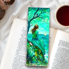 Unique Bookmark - Girl Watching Sailer Out To Sea, Book Reader Gift For Women
