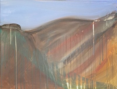 Original Modern 16x20 Mountain Canvas Wall Art Minimalist Acrylic Painting Brown