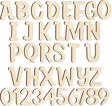 124 PCS 1 Inch Unfinished Wood Alphabet Letters and Wooden Numbers, Wood