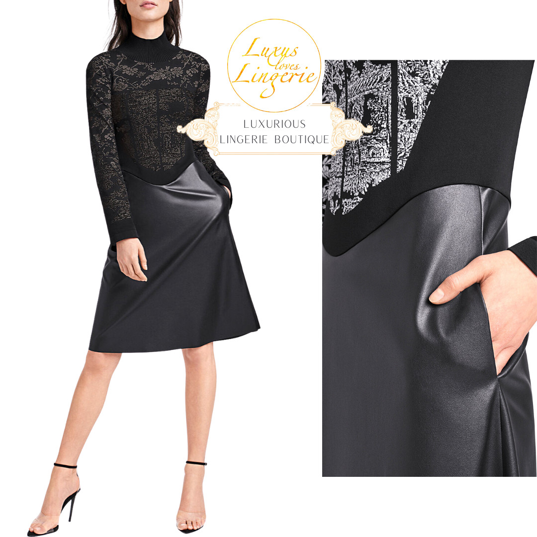 Johanna Dress by Wolford S Anthracite Black Dress with Flared Faux Leather