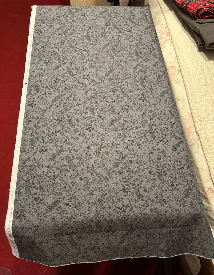 1 Yd MODA FABRICS #11513 HEY YALL By Alli K Texas Floral Black on Gray - Image 2 of 4