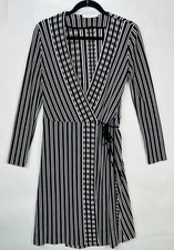 Tory Burch Navy Oxford Stripe Jacquard Wrap Dress Women’s Size S Luxury Chic