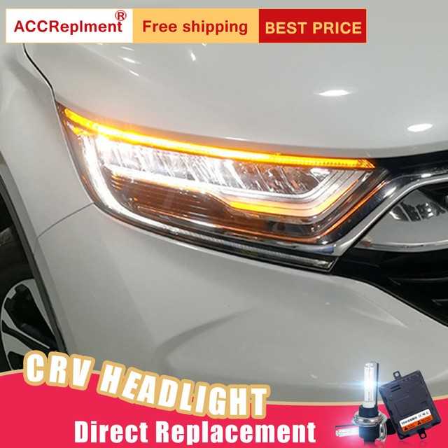 2Pcs For Honda CRV Headlights assembly Bixenon Lens Projector LED DRL