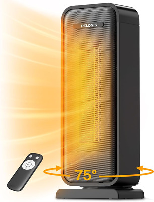 Space Heater Indoor with 75 Oscillation & Remote, 16 Inch Portable with Thermost