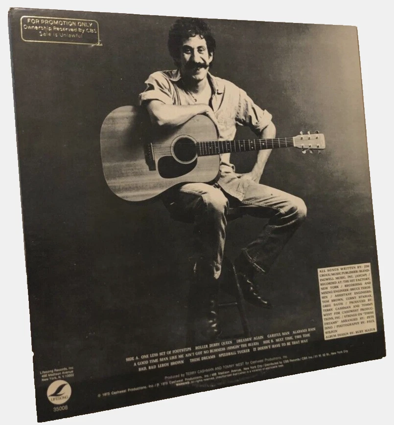 Jim Croce Life Times BL 35008 White Promo Sticker DJ Radio Vintage 1973 Vinyl LP - Image 2 of 4