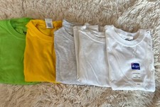 Gildan Heavy Cotton Youth XS T-Shirts Lot of 5 White 2 , Gray, Green, Yellow