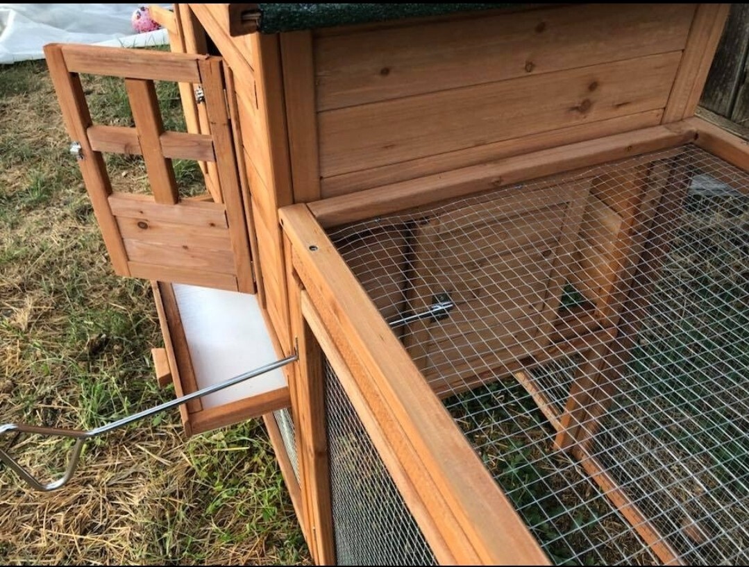 Wooden Chicken Coop Hutch w/ Chicken Run House Nesting Box  80'' Backyard  Cage 
