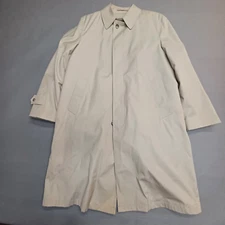 Whaling Mfg Co Trench Coat Mens 40 Regular Tan faux Fur Lined Button Pockets